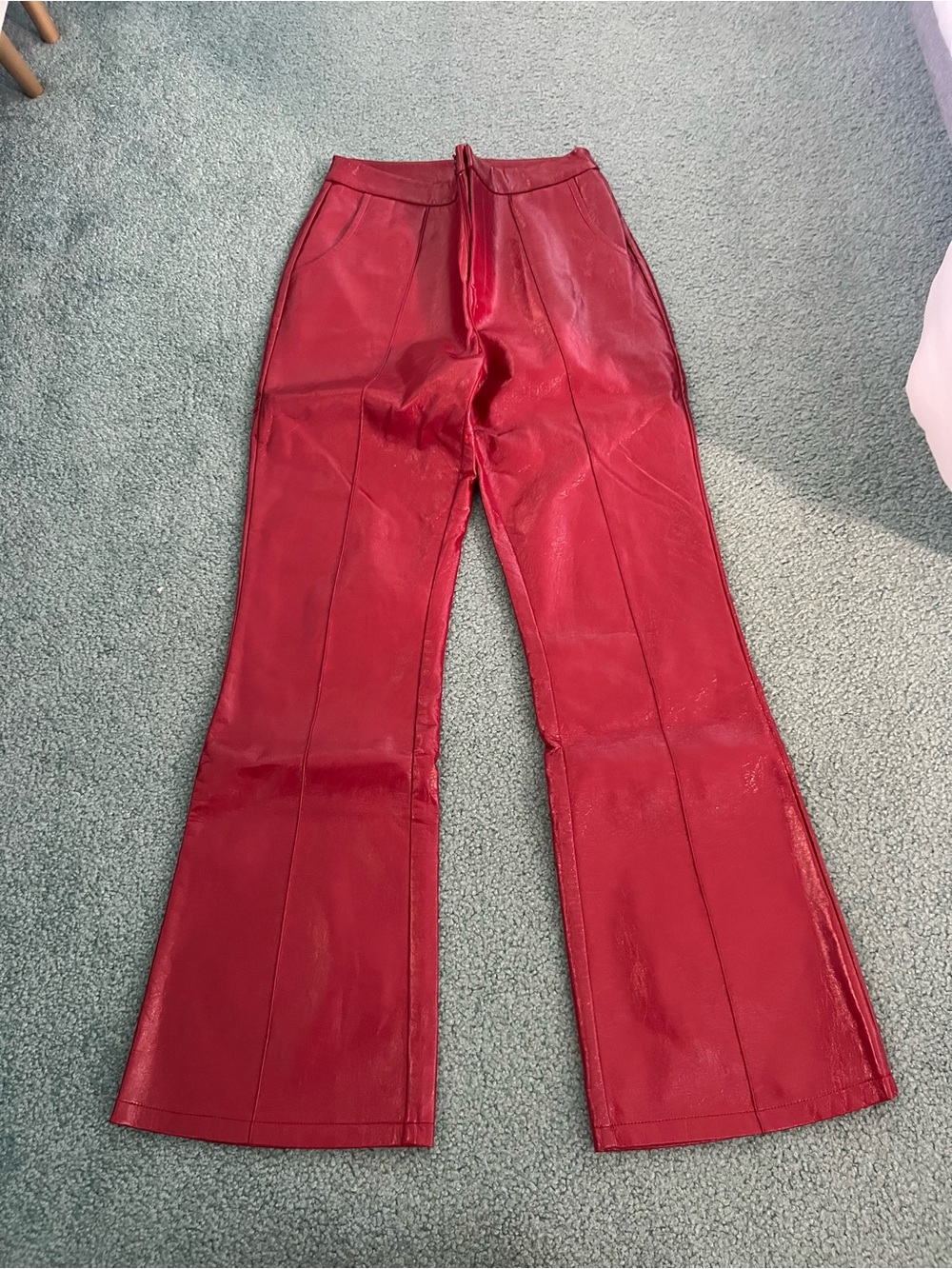 Princess Polly Red Faux Leather Wide Leg Pants